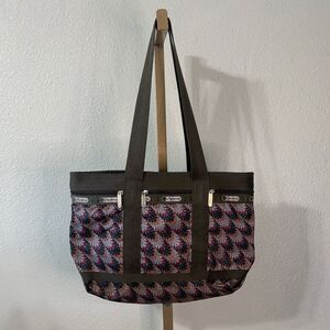 LeSportsac grey and Pink Patterned secure zip Tote